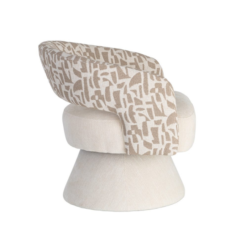 Fauteuil pivotant beige et crème en tissu 71x68x72 cm Orvya Ixia - 6