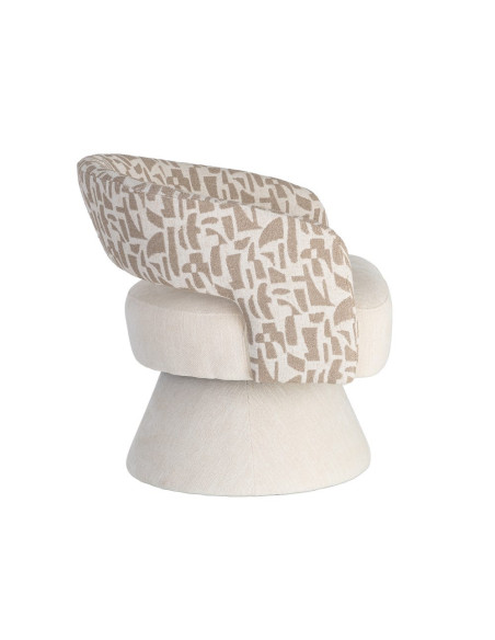 Fauteuil pivotant beige et crème en tissu 71x68x72 cm Orvya Ixia - 6