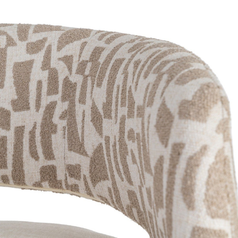 Fauteuil pivotant beige et crème en tissu 71x68x72 cm Orvya Ixia - 7