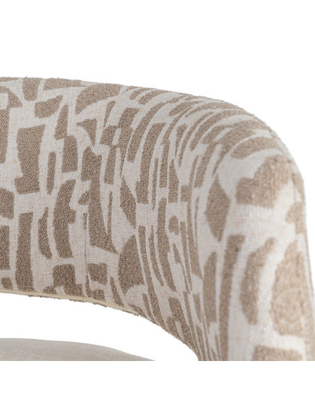 Fauteuil pivotant beige et crème en tissu 71x68x72 cm Orvya Ixia - 7