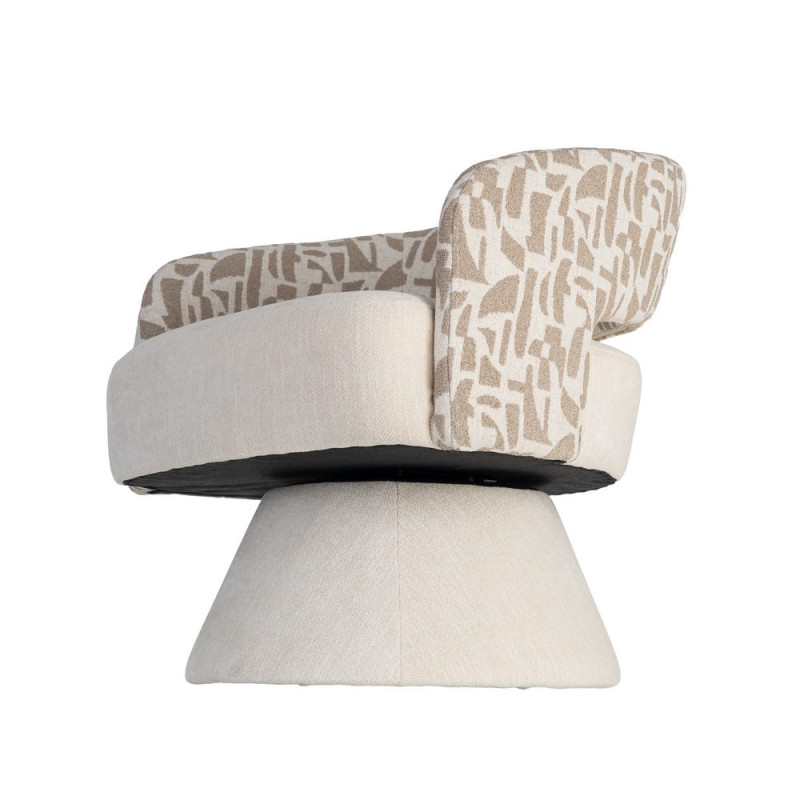 Fauteuil pivotant beige et crème en tissu 71x68x72 cm Orvya Ixia - 8