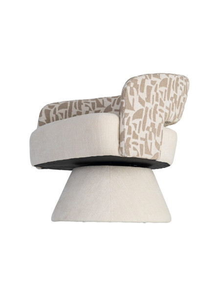 Fauteuil pivotant beige et crème en tissu 71x68x72 cm Orvya Ixia - 8