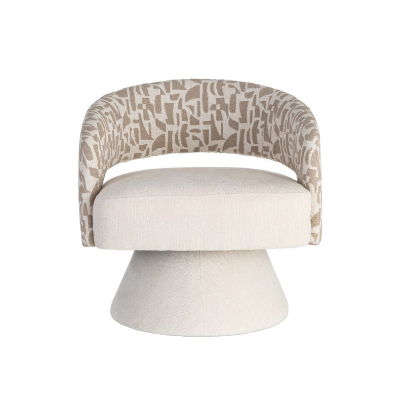 Fauteuil pivotant beige et crème en tissu 71x68x72 cm Orvya Ixia - 9