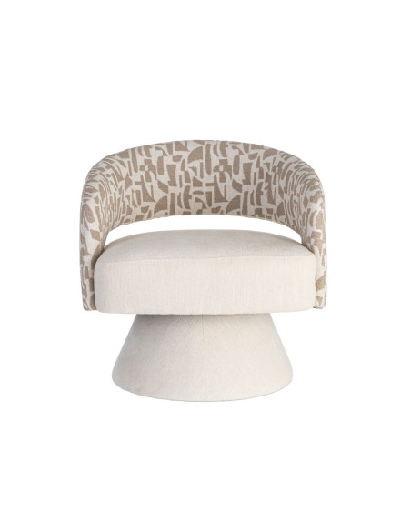 Fauteuil pivotant beige et crème en tissu 71x68x72 cm Orvya Ixia - 9