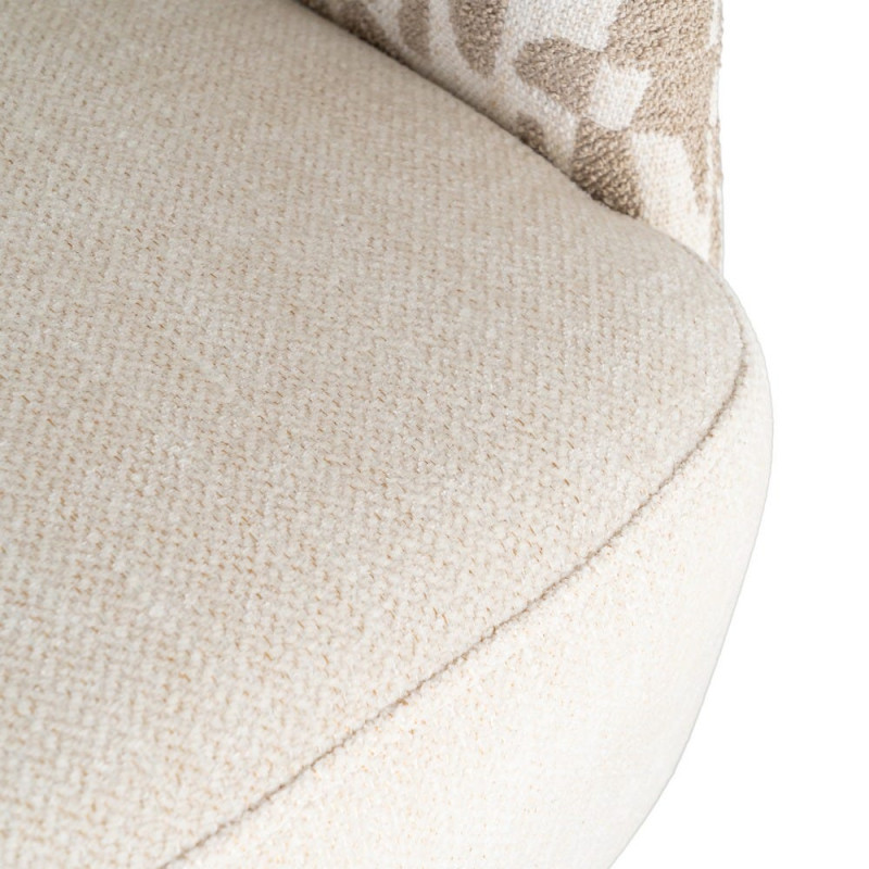 Fauteuil pivotant beige et crème en tissu 71x68x72 cm Orvya Ixia - 11