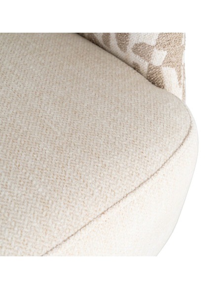 Fauteuil pivotant beige et crème en tissu 71x68x72 cm Orvya Ixia - 11