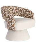 Fauteuil pivotant ocre et crème en tissu 71x68x72 cm Orvya