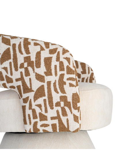 Fauteuil pivotant ocre et crème en tissu 71x68x72 cm Orvya Ixia - 3