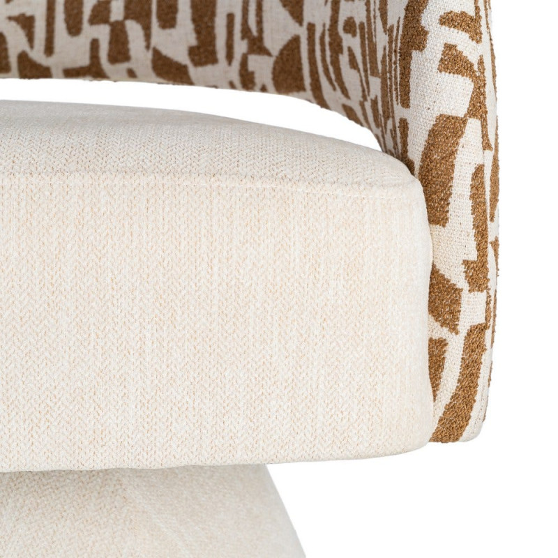 Fauteuil pivotant ocre et crème en tissu 71x68x72 cm Orvya Ixia - 4