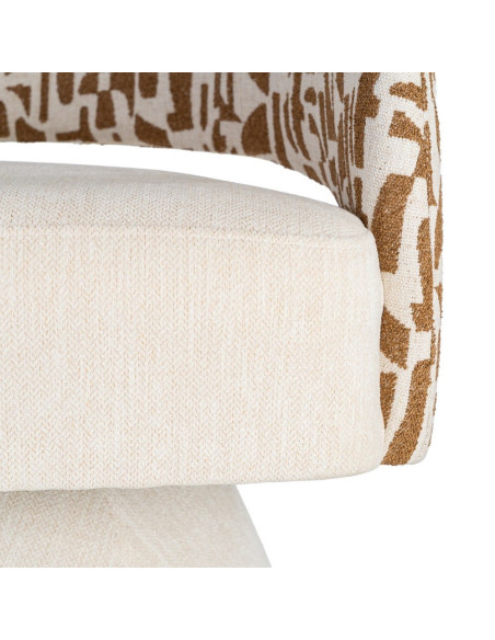 Fauteuil pivotant ocre et crème en tissu 71x68x72 cm Orvya Ixia - 4