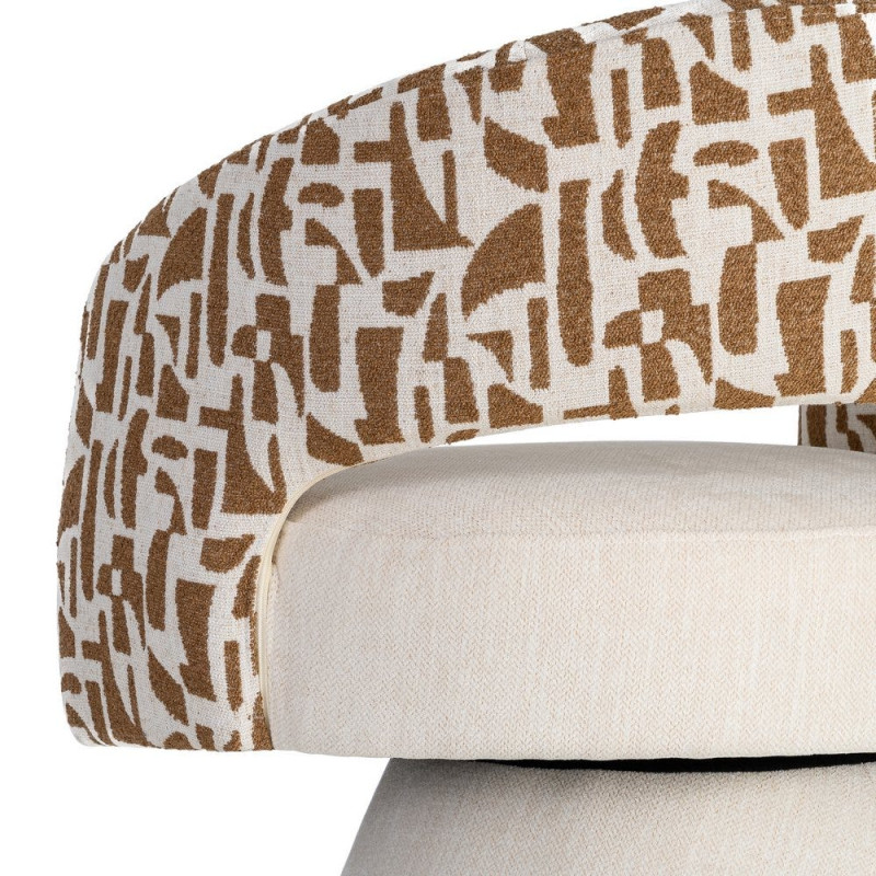 Fauteuil pivotant ocre et crème en tissu 71x68x72 cm Orvya Ixia - 5