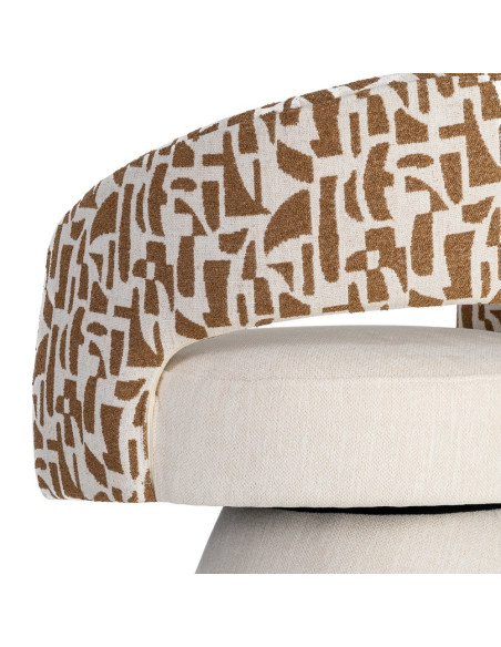 Fauteuil pivotant ocre et crème en tissu 71x68x72 cm Orvya Ixia - 5