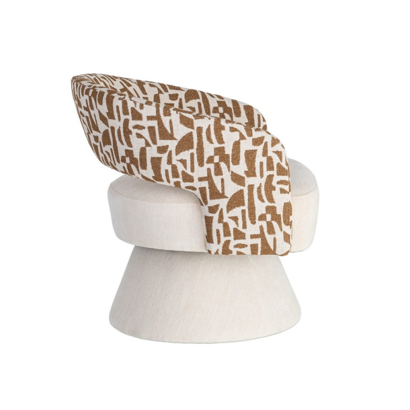 Fauteuil pivotant ocre et crème en tissu 71x68x72 cm Orvya Ixia - 6
