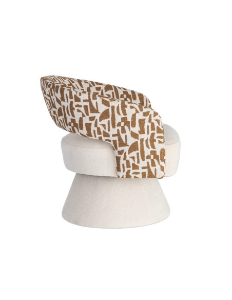Fauteuil pivotant ocre et crème en tissu 71x68x72 cm Orvya Ixia - 6