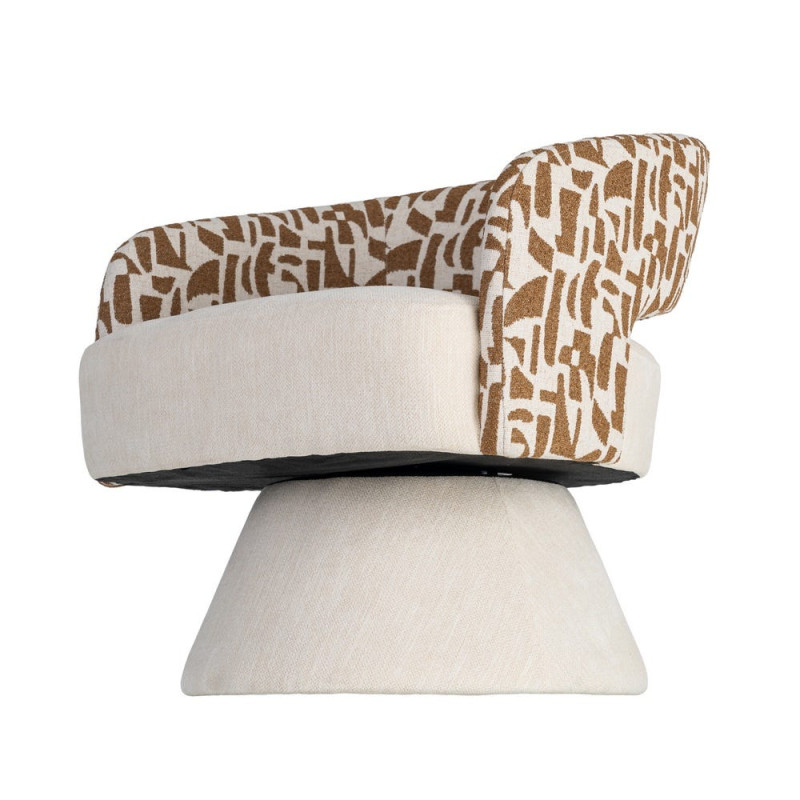 Fauteuil pivotant ocre et crème en tissu 71x68x72 cm Orvya Ixia - 8