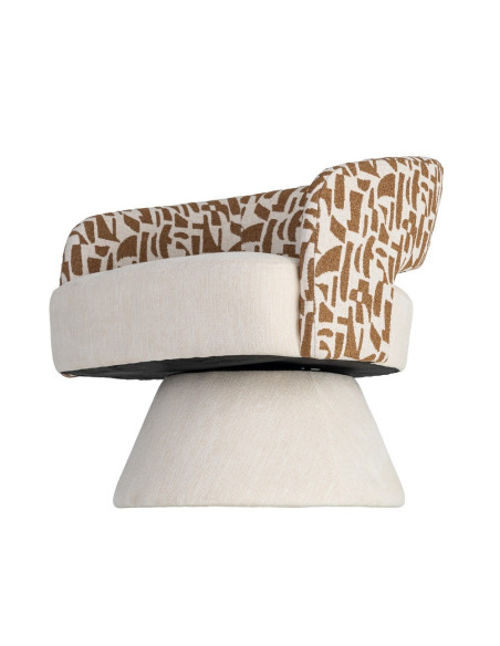 Fauteuil pivotant ocre et crème en tissu 71x68x72 cm Orvya Ixia - 8