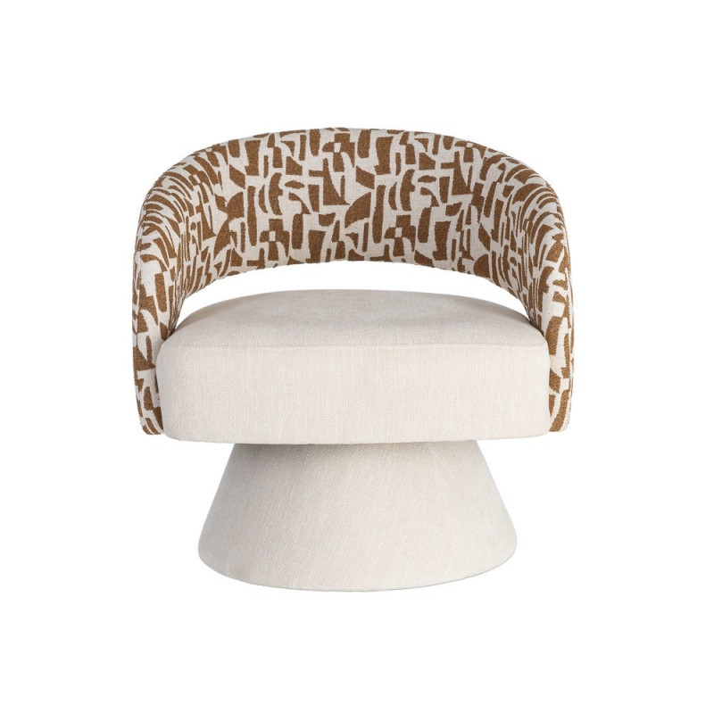 Fauteuil pivotant ocre et crème en tissu 71x68x72 cm Orvya Ixia - 9