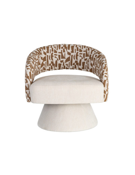 Fauteuil pivotant ocre et crème en tissu 71x68x72 cm Orvya Ixia - 9