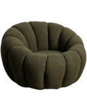 Fauteuil rond bouclette vert olive 92x89x61 cm Oyora