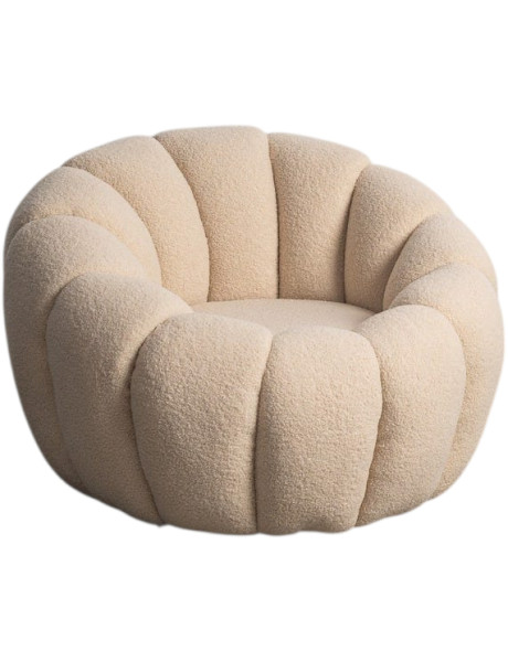 Fauteuil rond bouclette beige 92x89x61 cm Oyora Ixia - 1