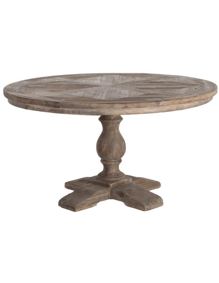 Table à manger ronde pin recyclé naturel 140x140x76 cm Riverla Ixia - 1