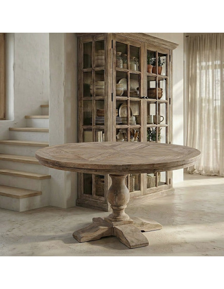 Table à manger ronde pin recyclé naturel 140x140x76 cm Riverla Ixia - 2