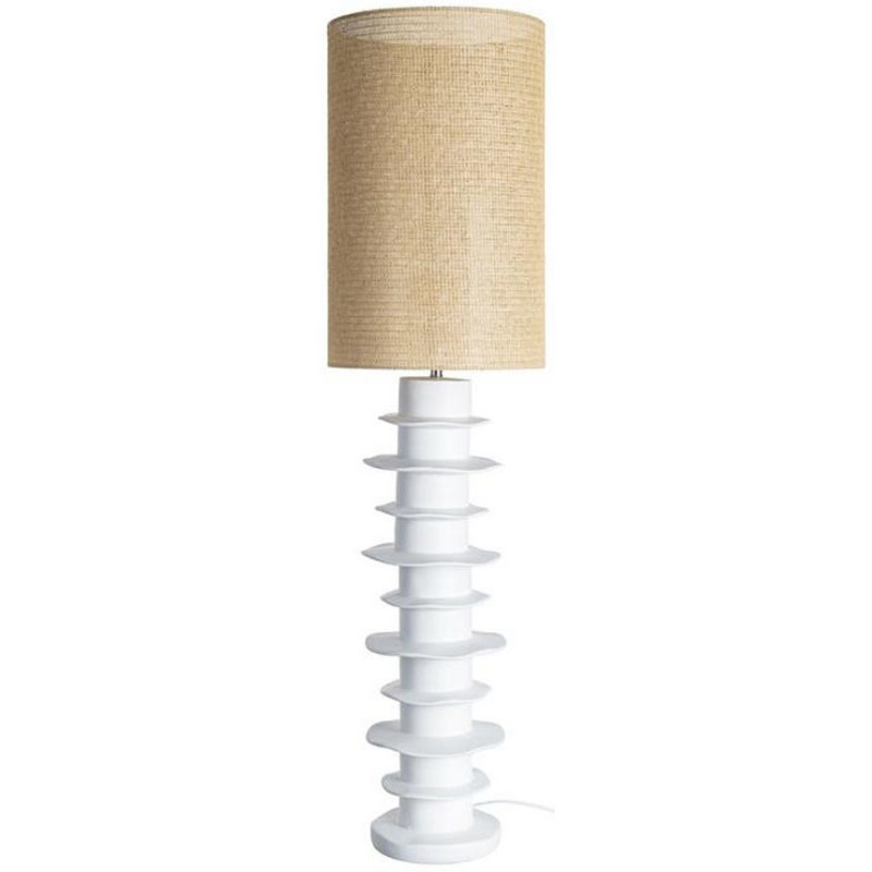 Lampadaire résine blanche et rotin naturel 35,5x35,5x135 cm Heliorys Ixia - 1