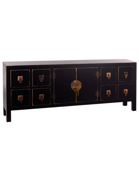 Meuble TV oriental noir doré en MDF 130x24x50,5 cm Oriente Ixia - 1