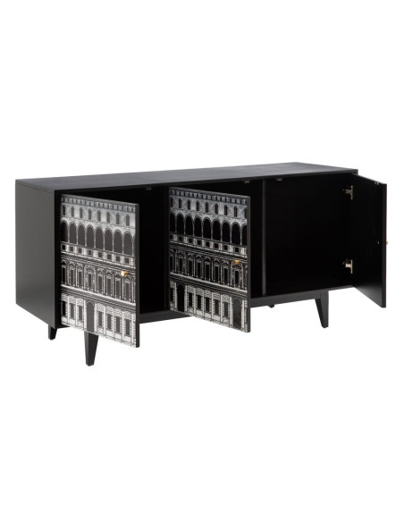 Buffet 3 portes noir et blanc en sapin 150x50x75,5 cm Almararo Ixia - 3