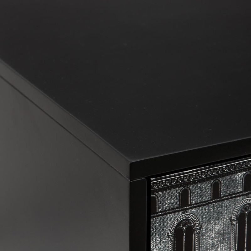 Buffet 3 portes noir et blanc en sapin 150x50x75,5 cm Almararo Ixia - 4