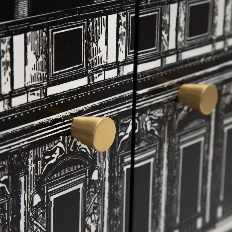 Buffet 3 portes noir et blanc en sapin 150x50x75,5 cm Almararo Ixia - 5
