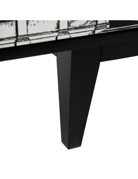 Buffet 3 portes noir et blanc en sapin 150x50x75,5 cm Almararo Ixia - 9