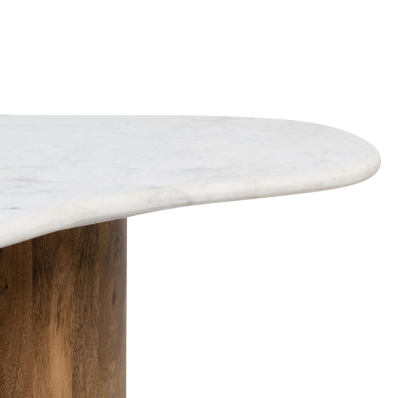 Table basse organique marbre blanc et manguier 135 cm Varelira Ixia - 5