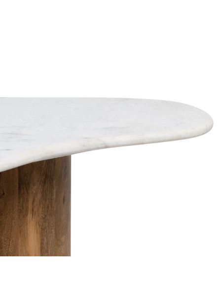 Table basse organique marbre blanc et manguier 135 cm Varelira Ixia - 5