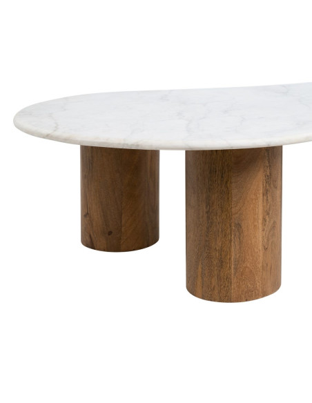 Table basse organique marbre blanc et manguier 135 cm Varelira Ixia - 8