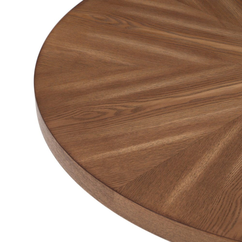 Table à manger ronde effet noyer métal noir 100 cm Ivernara Ixia - 3