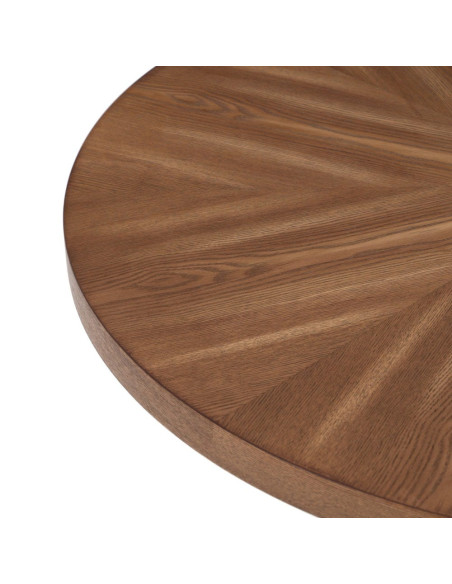 Table à manger ronde effet noyer métal noir 100 cm Ivernara Ixia - 3