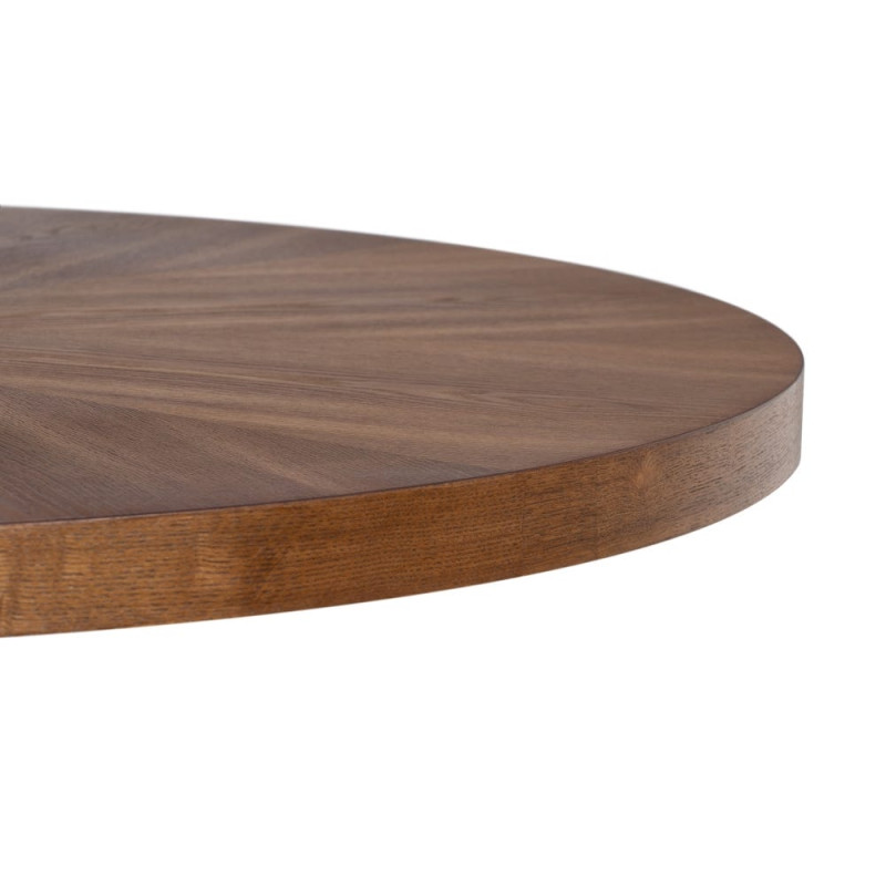 Table à manger ronde effet noyer métal noir 100 cm Ivernara Ixia - 5