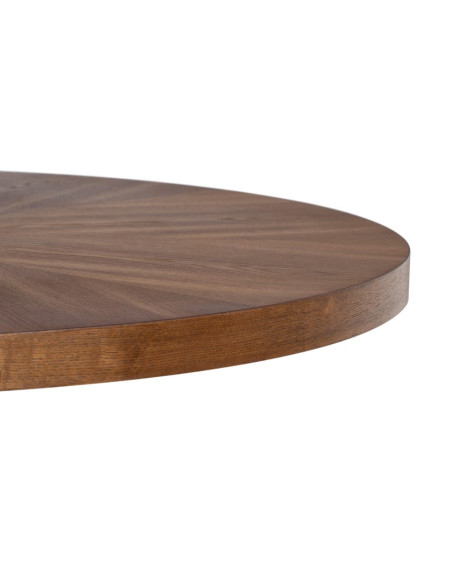Table à manger ronde effet noyer métal noir 100 cm Ivernara Ixia - 5