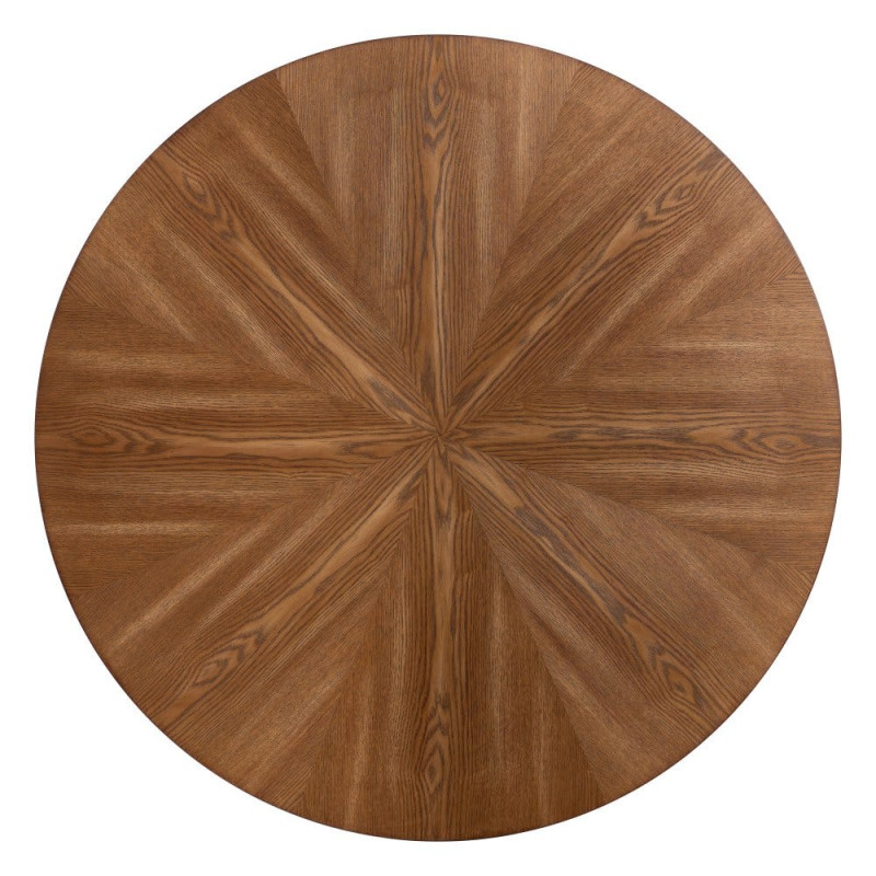 Table à manger ronde effet noyer métal noir 100 cm Ivernara Ixia - 8