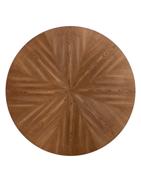 Table à manger ronde effet noyer métal noir 100 cm Ivernara Ixia - 8