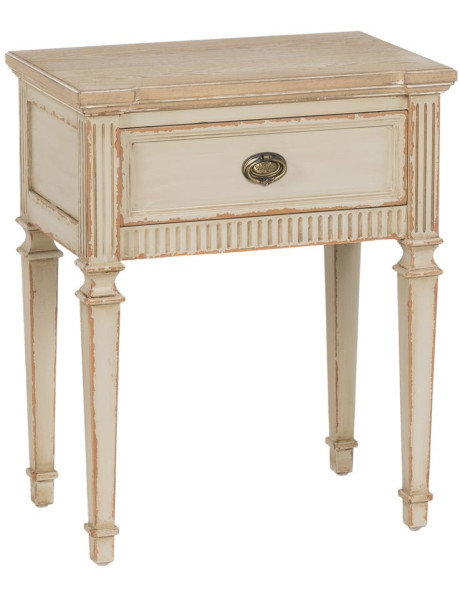 Table de chevet beige effet vieilli en sapin 56x36x68 cm Orelesa Ixia - 1