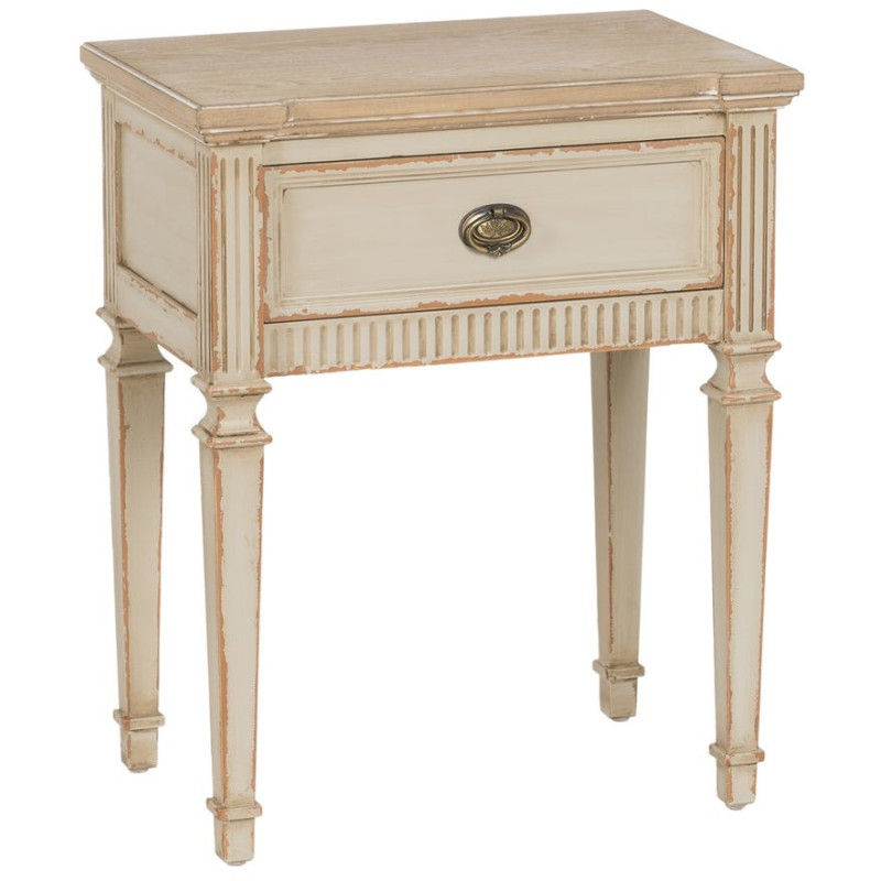 Table de chevet beige effet vieilli en sapin 56x36x68 cm Orelesa Ixia - 1
