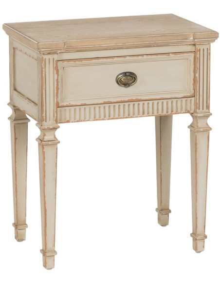 Table de chevet beige effet vieilli en sapin 56x36x68 cm Orelesa Ixia - 1