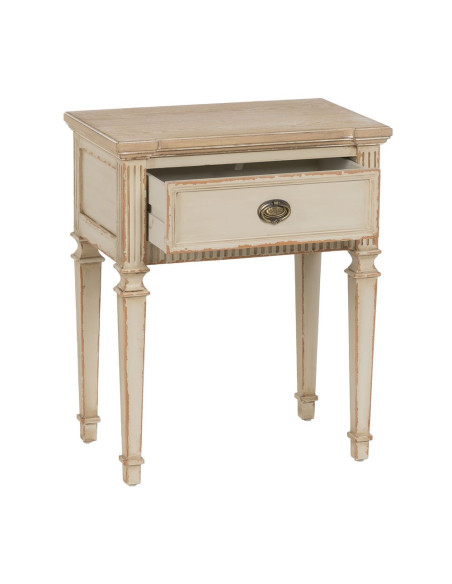 Table de chevet beige effet vieilli en sapin 56x36x68 cm Orelesa Ixia - 3