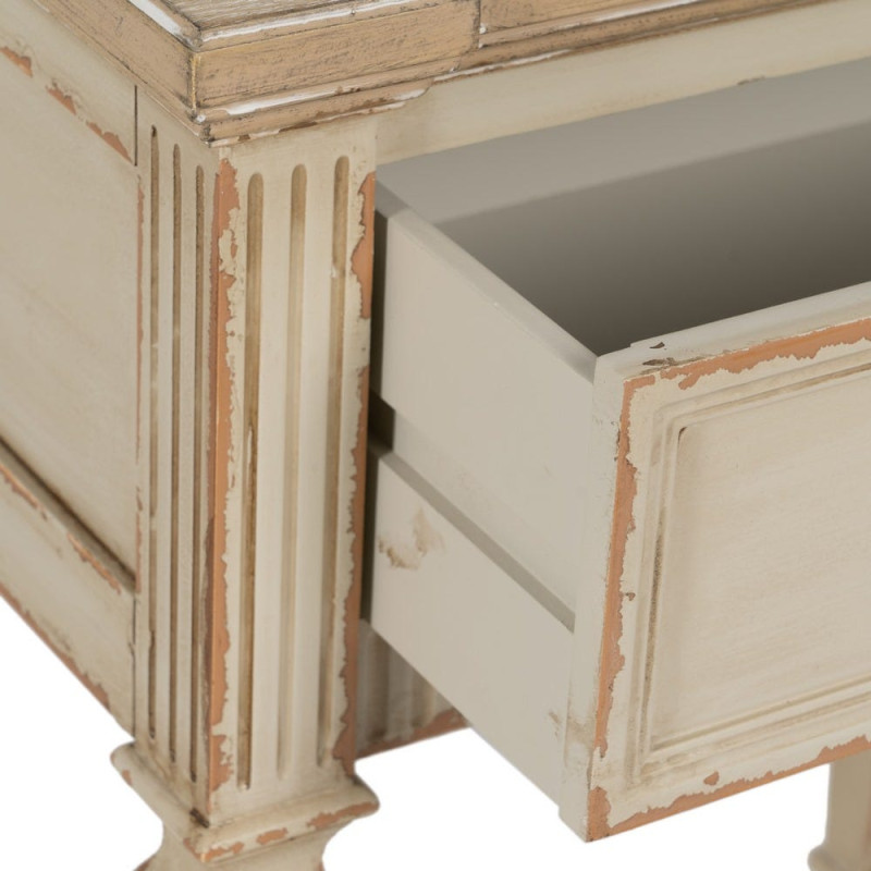 Table de chevet beige effet vieilli en sapin 56x36x68 cm Orelesa Ixia - 7