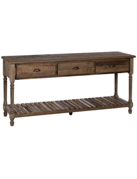 Console drapier 3 tiroirs en sapin brun 184,5 cm Ervenano Ixia - 1