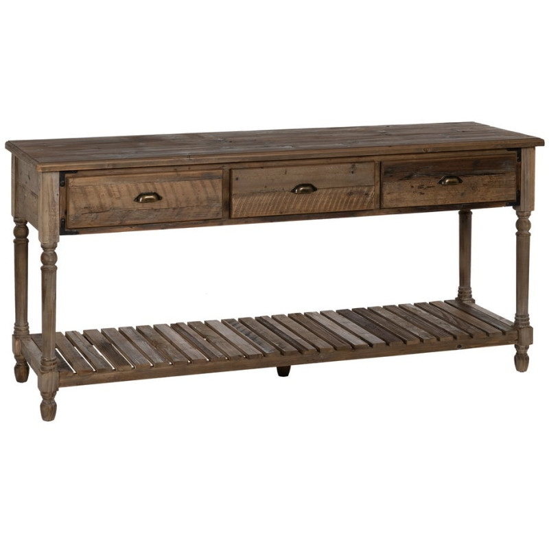 Console drapier 3 tiroirs en sapin brun 184,5 cm Ervenano Ixia - 1