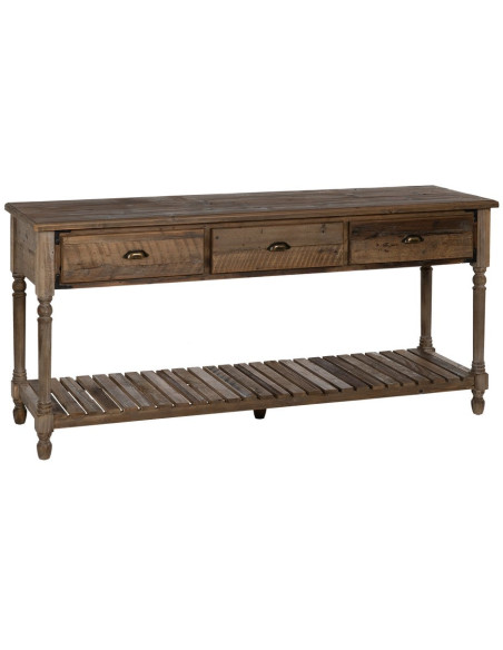 Console drapier 3 tiroirs en sapin brun 184,5 cm Ervenano Ixia - 1