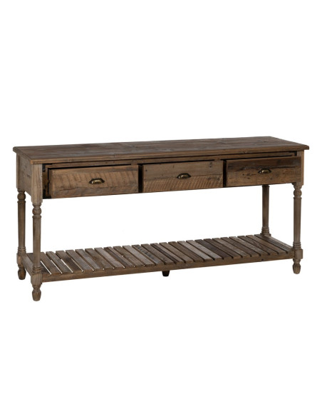 Console drapier 3 tiroirs en sapin brun 184,5 cm Ervenano Ixia - 3